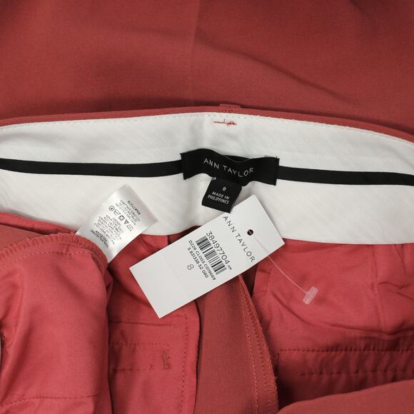 Sz8 NEW AnnTaylor PantSuit Blazer+Pant CrinkleCrepe BurntMauve - Picture 10 of 16